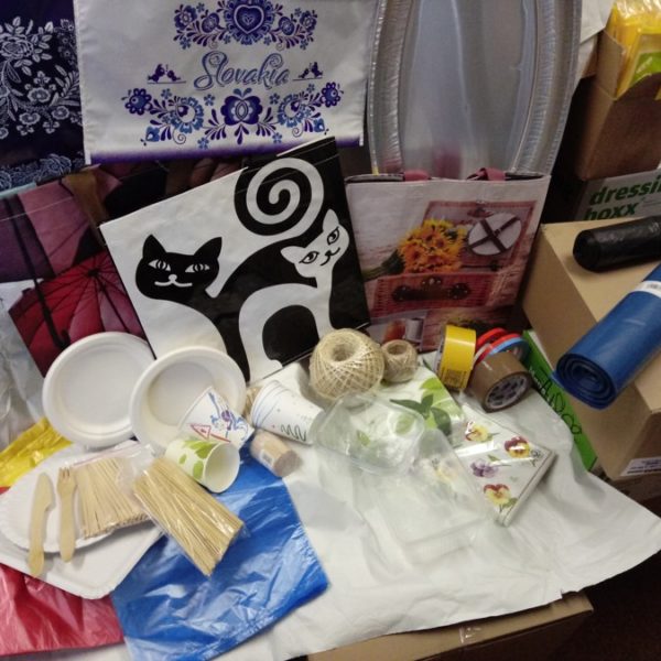 EKO jednorazový riad, tašky, motúzy